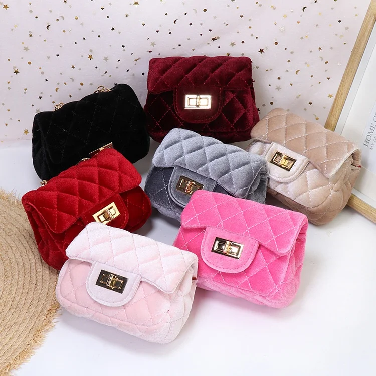Latest korean cute velvety metallic lock ringer chain fluffy bag fall and winter purses designer handbags famous brands women