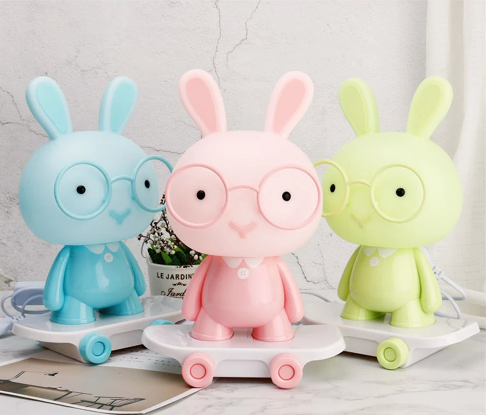2020 new skateboard desk night light lovely rabbit bear sleep night light  for kids