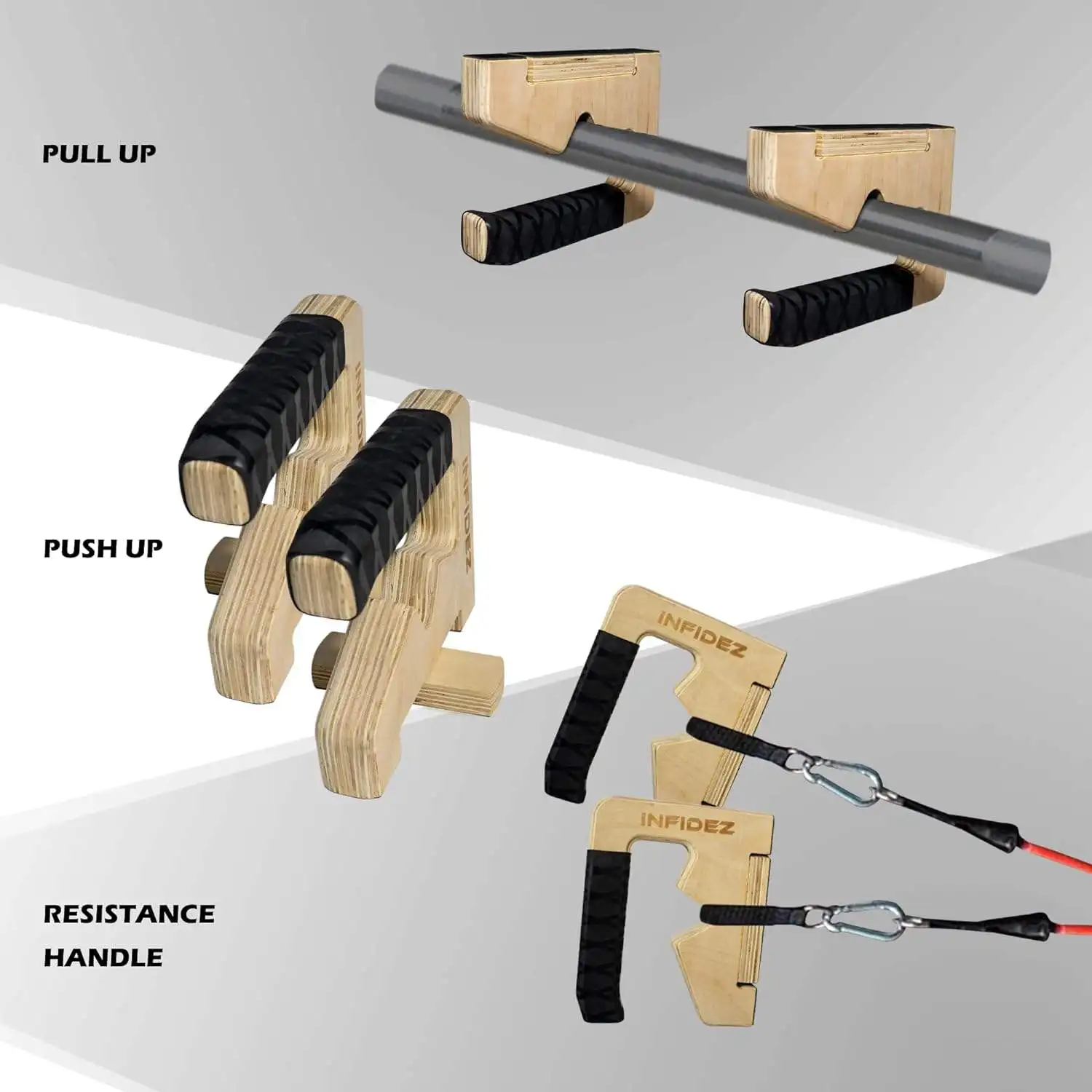 Wooden Resistance Band Holder Non-slip Push Up Handles Calisthenics Equipment for Indoor and Outdoor Workout