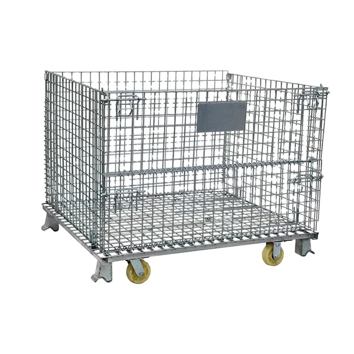Galvanized foldable collapsible metal steel storage welded wire mesh cage