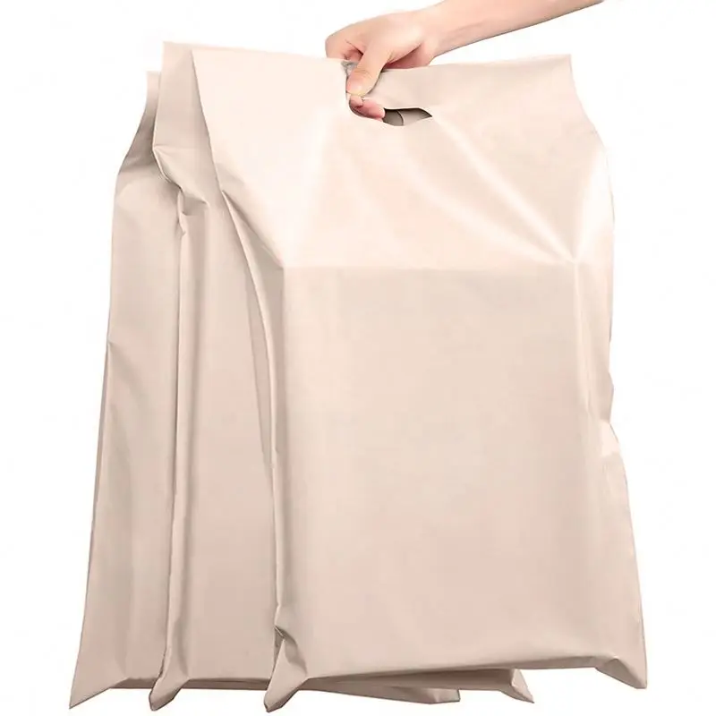 custom logo printing 100% biodegradable mailing bags with handle packaging envelopes bags nude color