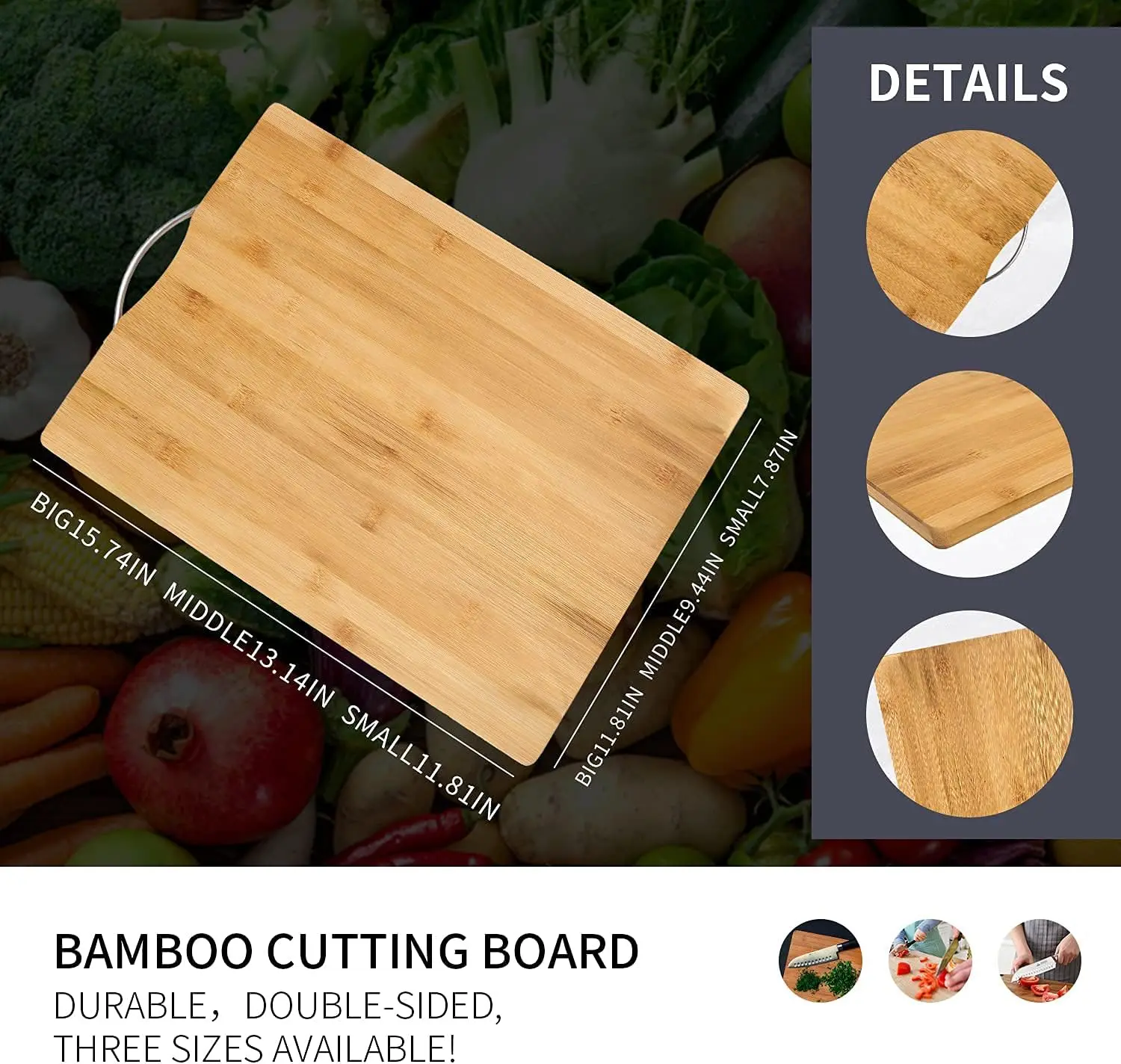 Bamboo choping board with handle Chopping Blocks big size bamboo cutting board