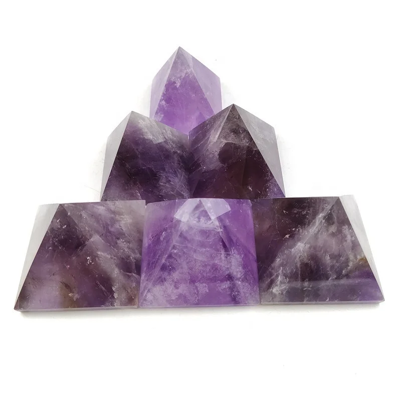 Energy Reiki Healing Natural Crystal Orgone Amethyst Pyramid Carved Stone