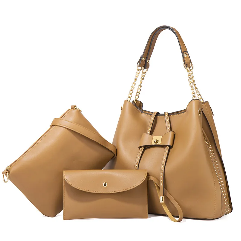 Promotional price 2023 Ladies Fashion Leather Tote 3 In 1 Handbag Set Women Hand Bag Sets