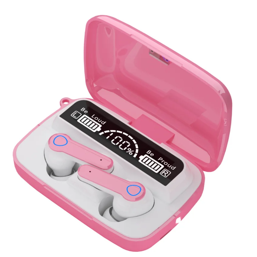 M19 True Wireless Headset HD LED display IPX7 2000Mah wireless BT earphones 5.0 free print logo  professional headphone