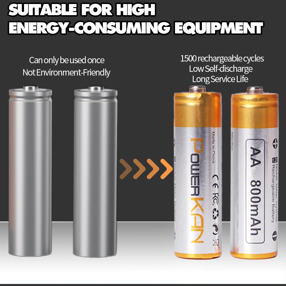 Nimh Digital Battery High Capacity 800mah 1.2V AA Rechar 3.7V Laptop Notebook RECHARger Stock 12 Months Aa800-new1