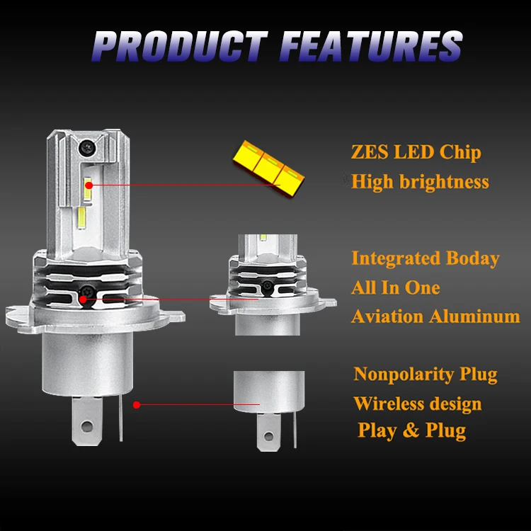 YIMEI China manufacturer M3 18000LM 100w led h4 canbus led headlights h4 fanless led headlight