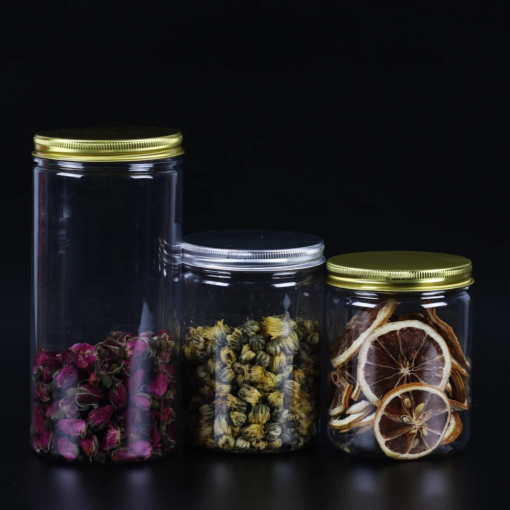 Customized capacity airtight plastic jar to store dried fruit food jam pickle jar with plastic lid