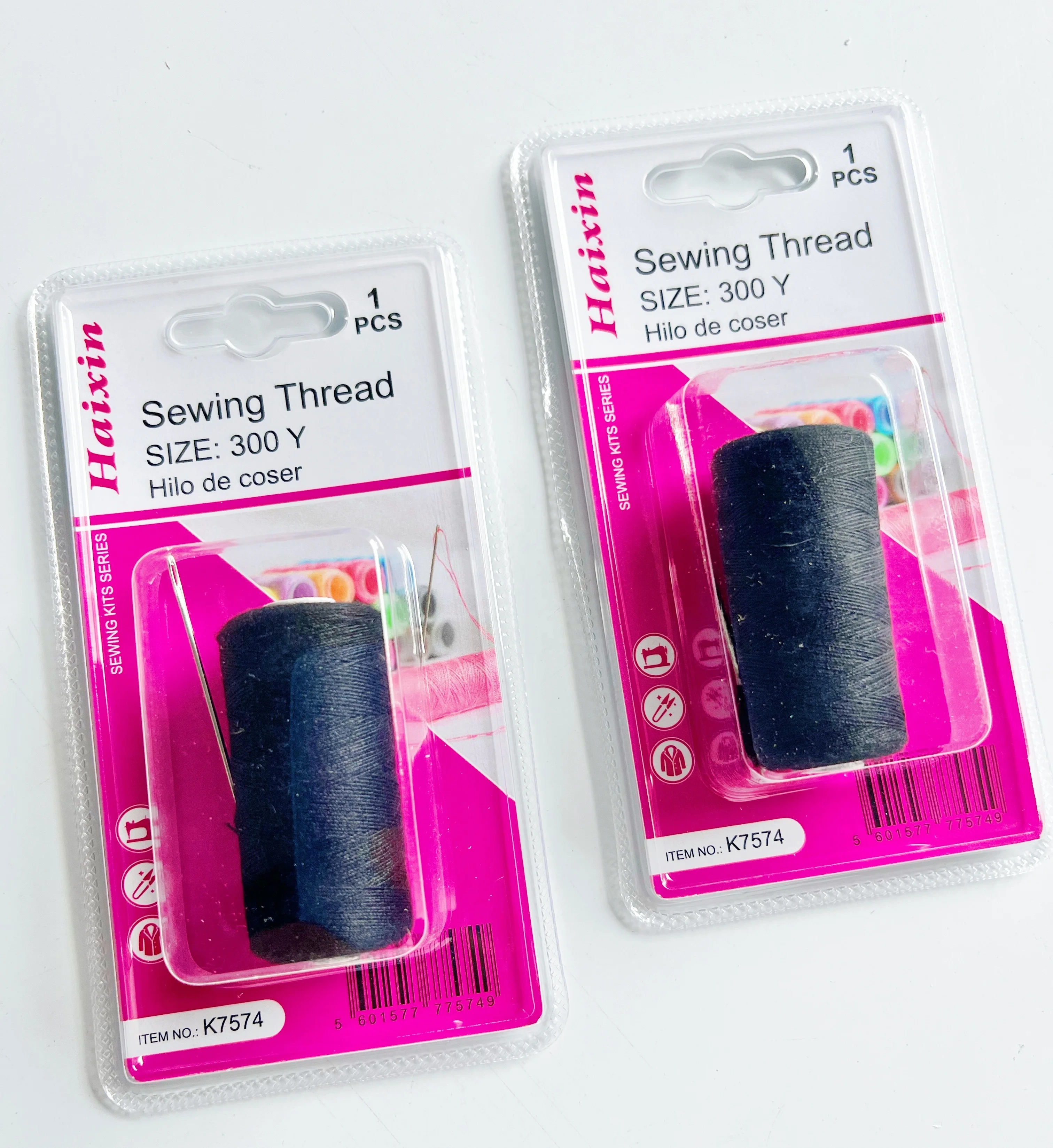 Household 300 yards small cone set spun 40/2 polyester sewing thread with blister card package