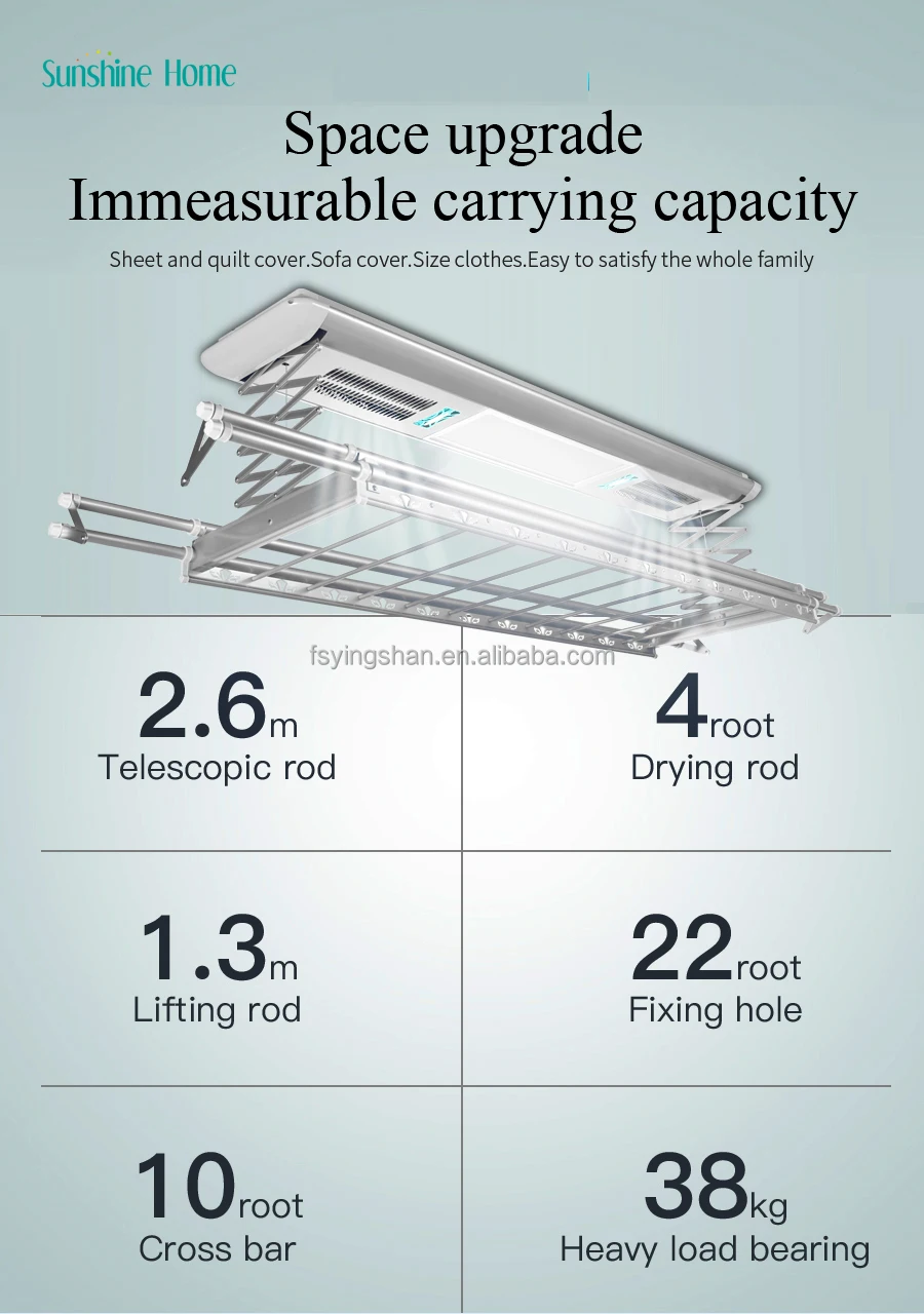 Multifunctional Remote Controlled Clothes Airer Motorized Electric Ceiling mounted  drying rack Clothes Heated Hanger
