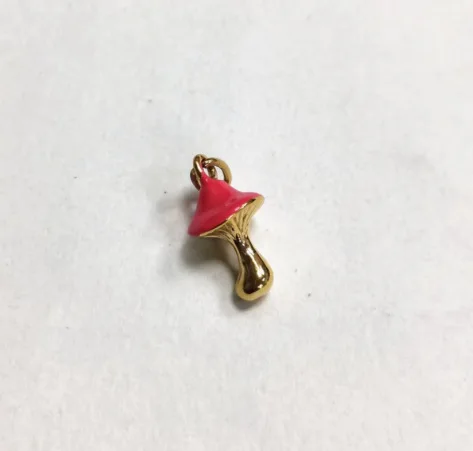A2983 fashion cute mushroom charm necklace pendant 18k gold plated enamel charm for jewelry making diy