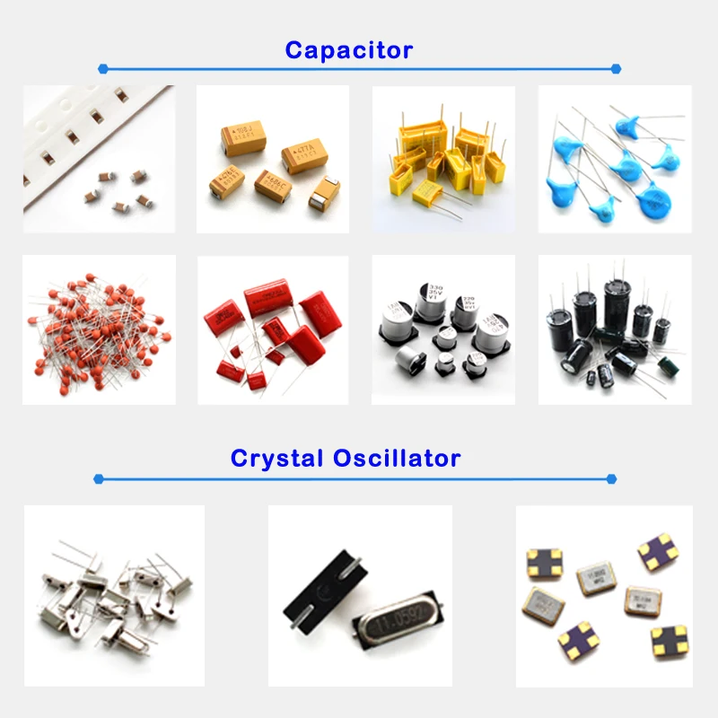 Supply Chip, Integrated circuit, Diode/Transistor, Capacitor, Resistance, Inductor, Crystal oscillator, Connector, Switch, LED