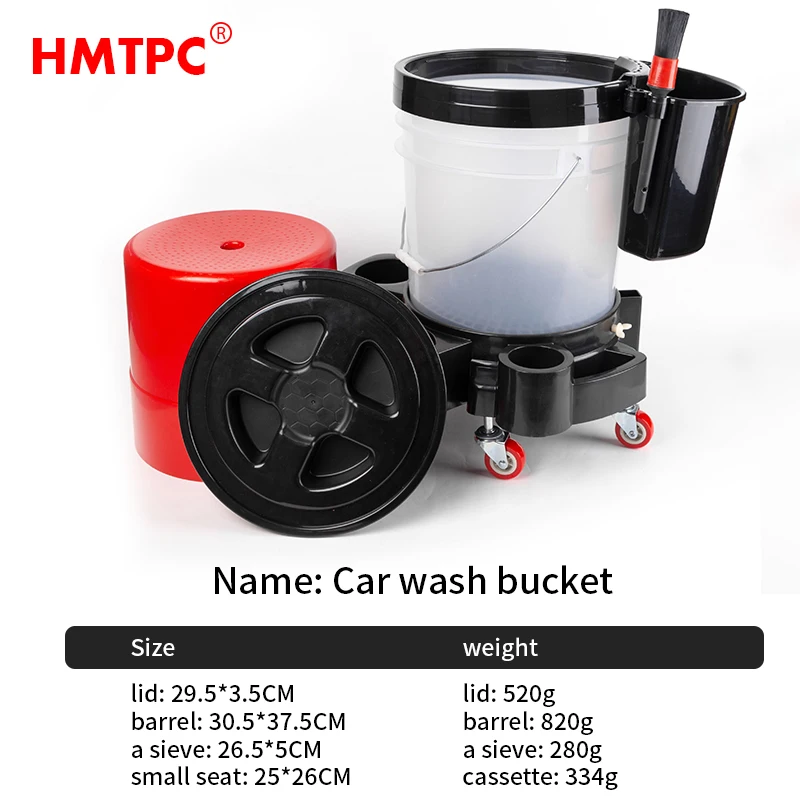 High Quality Plastic With Grit Guard With Dolly Clear Car Wash Bucket