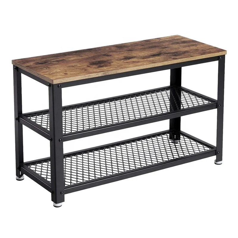 Indoor furniture metal mesh combine with wooden book and commodity shelf 3  tiers shelf with wheels