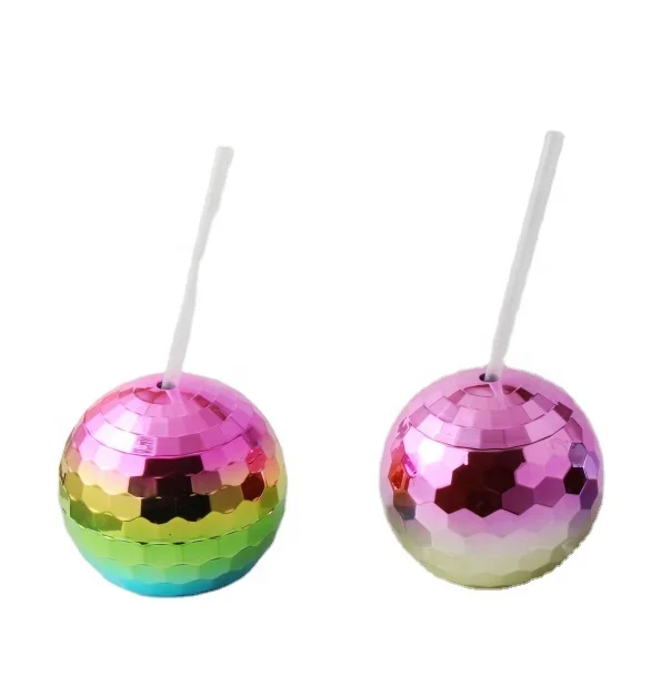 Gradient color disco ball cup with lid and straw party cup cocktail drinking tumbler in multi colors
