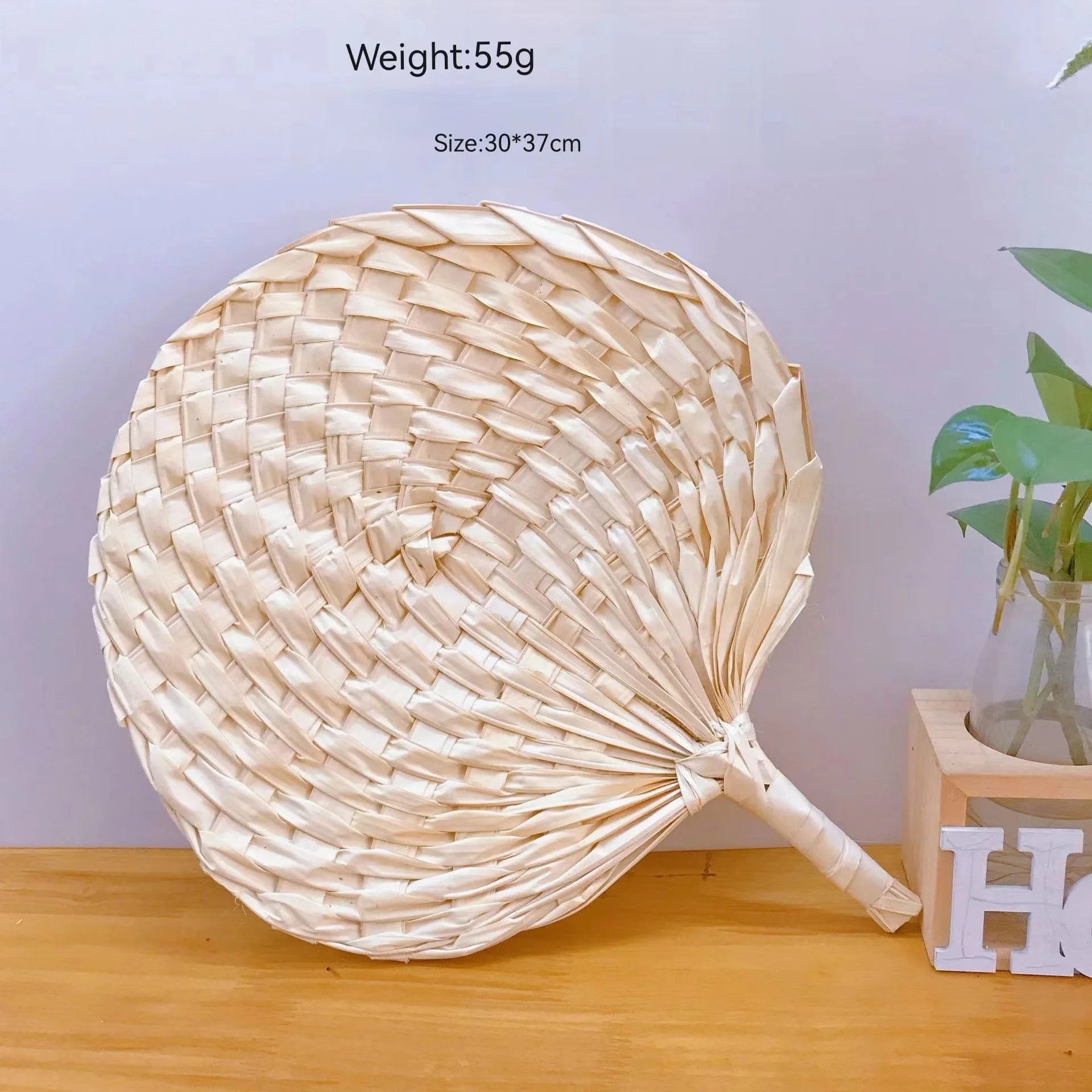 Cattail Leaf Fan Retro Handwork Weave Straw Fan Summer Style Musa Basjoo Palm Hand-woven Fan
