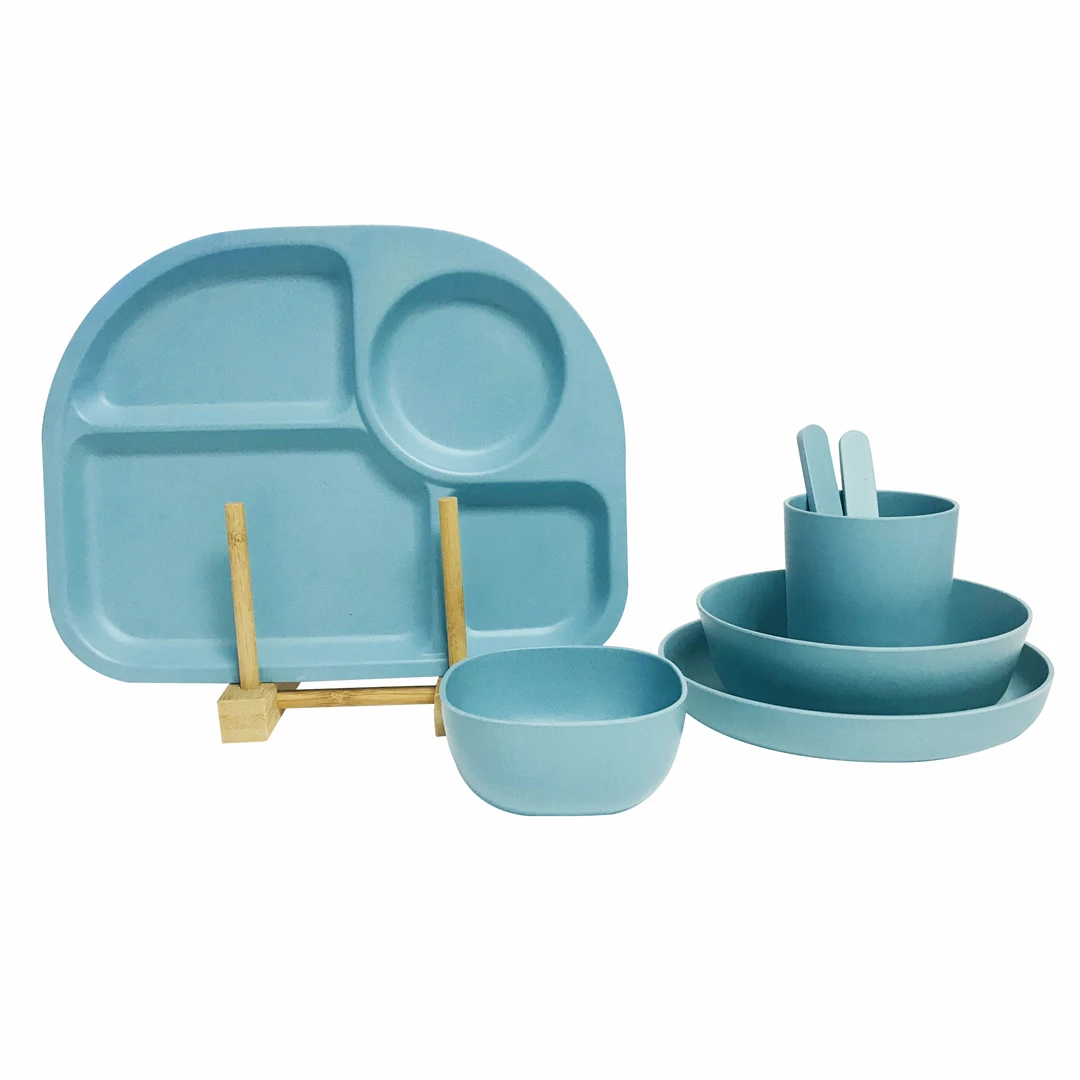 Handmade Natural Solid Multicolored Bamboo Fibre Tableware Biodegradable Dinnerware Sets