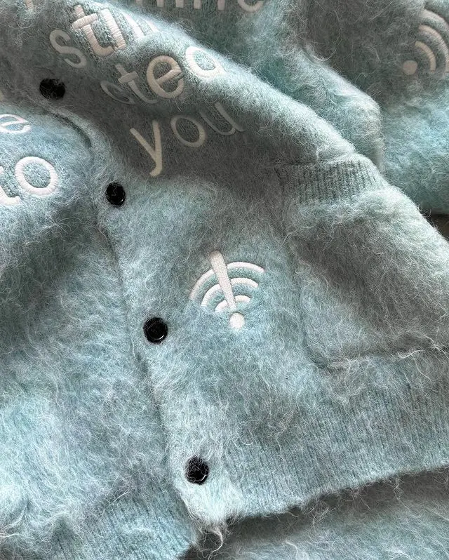 Clothing Manufacturer Custom Men Knitted Sweater Fuzzy Long Sleeve Knitwear Winter Sweater Embroidered Mohair Cardigan
