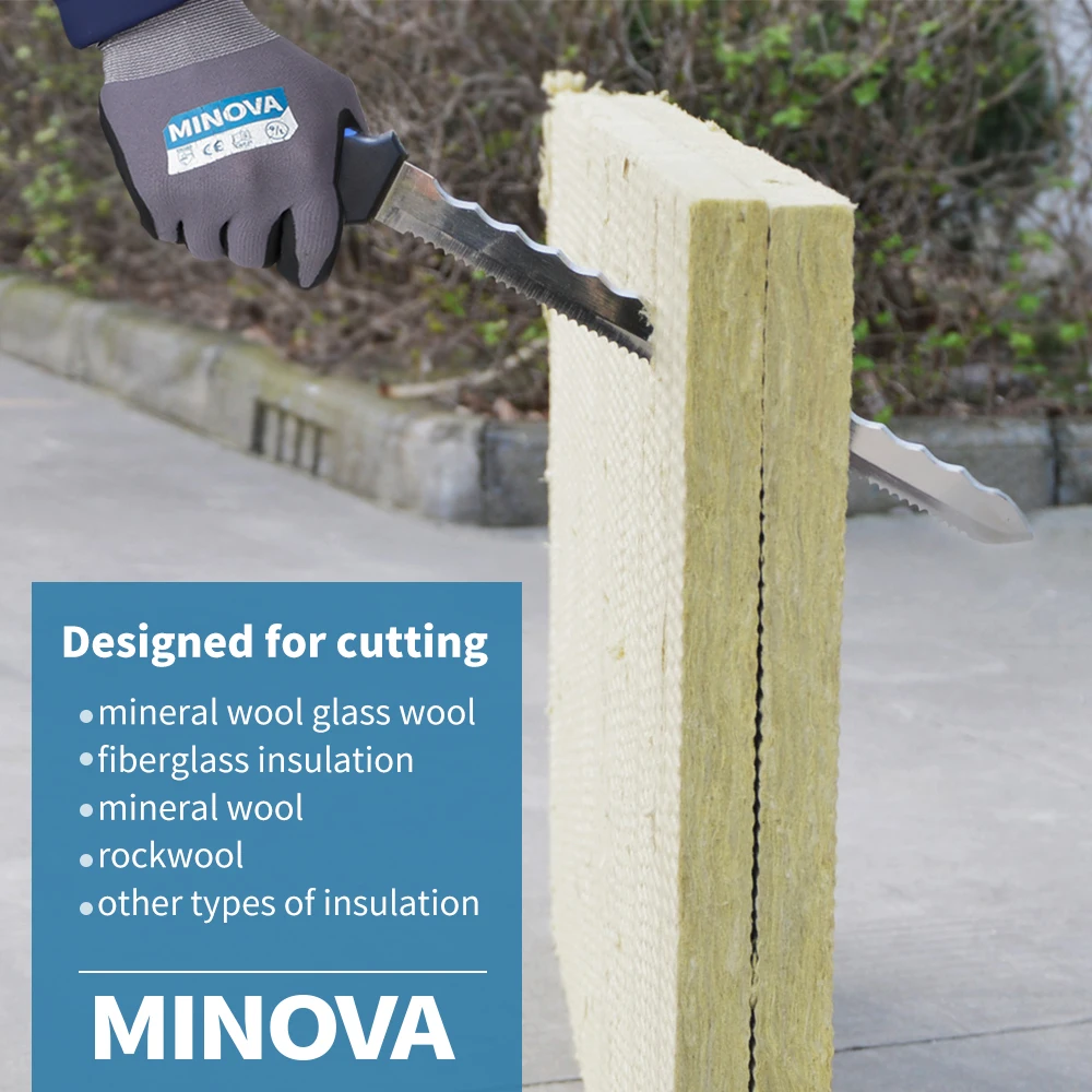 MINOVA 11inch Double Sided Stainless Steel Insulation Knife Custom Logo Mineral Wool Cutter With Sheath