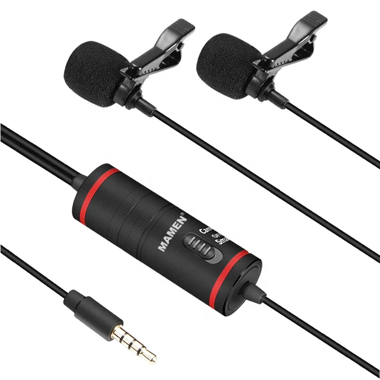 Free shipping Wired Clip On Microphone Dual Microphone with lavalier camera for Tiktok youtube video clip-on Microphone System