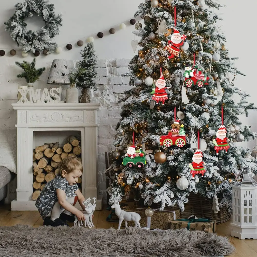 Home-Weddings-Christmas Holiday Decor, DIY Hanging Ornaments Snowman Santa Claus Little Deer,Christmas Tree Hanging Decorations