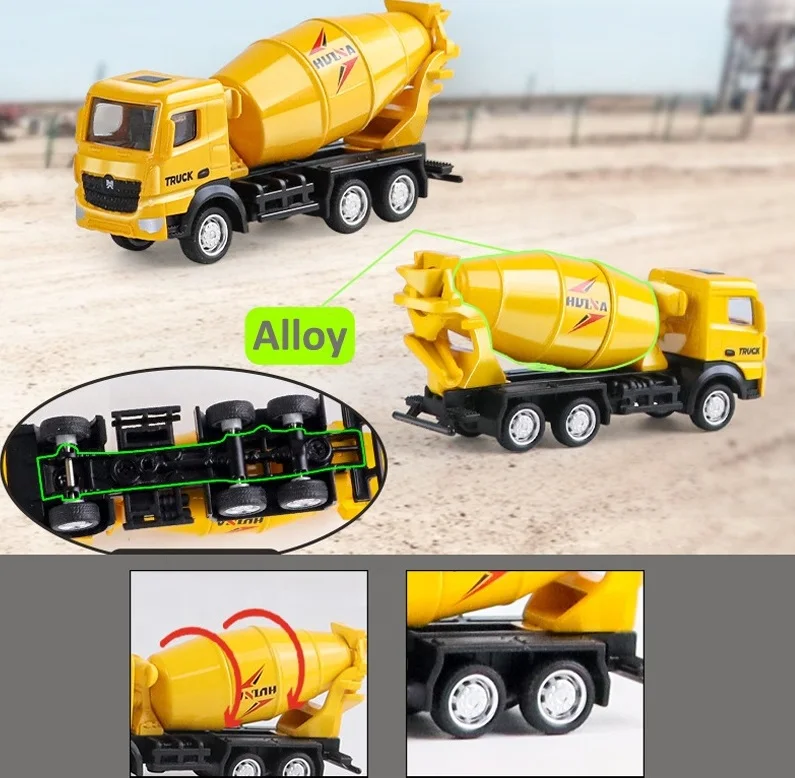 SJY-1014 1/80 Mini Simulation Mini Alloy Metal Static Model Engineering Vehicles Concrete Mixer Truck Die-cast Toy Children Gift