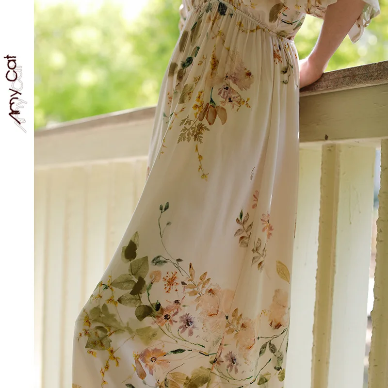 Summer Cool Breathable Classy Style Viscose Cotton Soft Neat Pajama Dress Nightgown