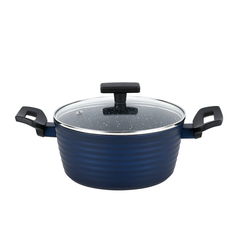 Zhongheng OEM Ocean wave series Forged aluminium cookware non stick Soup Pot induction Base Hole induction bottom