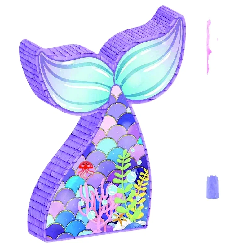 Paper Blindfold For Kid Birthday Party Decoration  and  Hot Selling Mermaid Tail Pinata With Plastic Bat