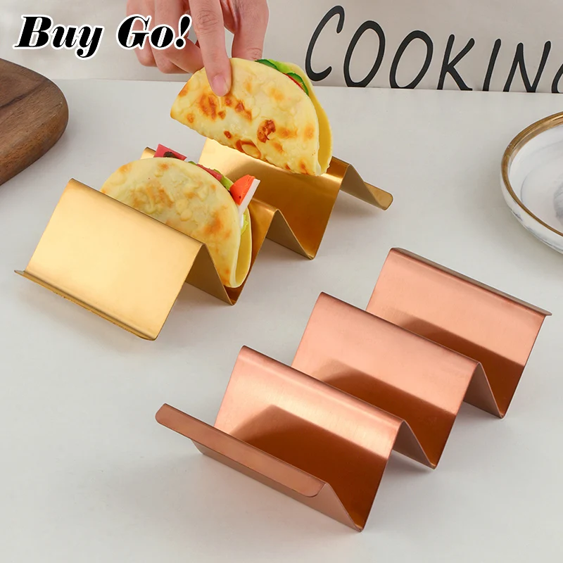 Buygo Mexico Style Stainless Steel Taco Holders Wave Shape Biscuit Mexican Food Rack Pancake Stand