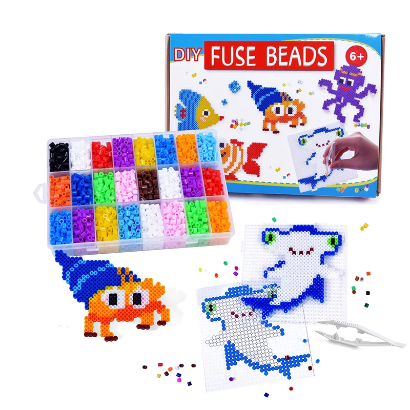 Kids Diy 24 Colors Ironing Beads Educational Toys Plastic 5mm Hama Fused Beads Fish Cartoon Patterns Perler Beads