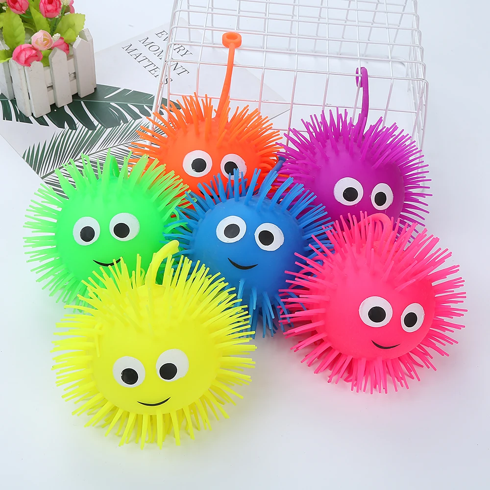 Toy Balls Colorful Stress Glowing Light Up Puffer Ball Smile Face Glowing Light Up Toy Balls