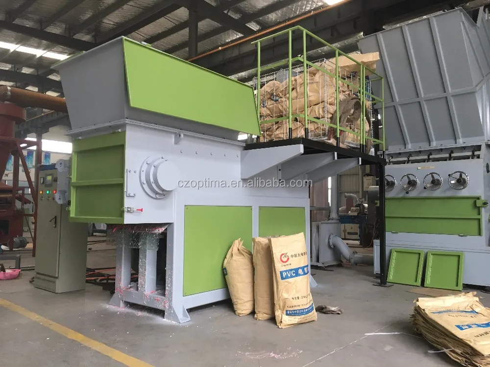 PVC PE PET FILM rubber tire waste plastic bottle single double shaft shredder recycling machine