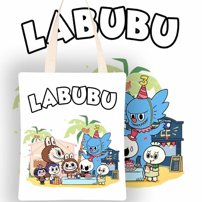 2024 новая ткань POPMART Labu Labubu Tuilis Холщовая Сумка большой вместимости вышивка крестиком и рукоделие