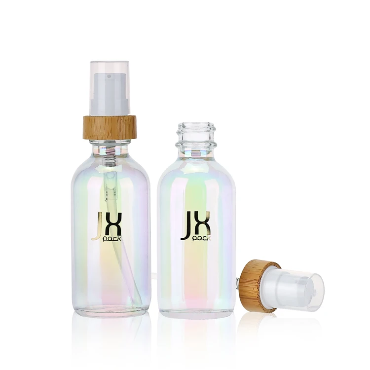 Manufacture colorful serum bottle with bamboo dropper 1oz 2oz 4oz 6oz 8oz glass cosmetic dropper bottle