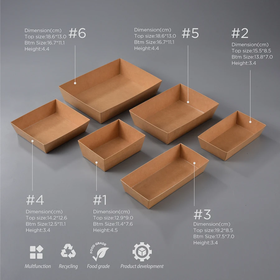 different sizes and style rectangle kraft Paper sushi food box