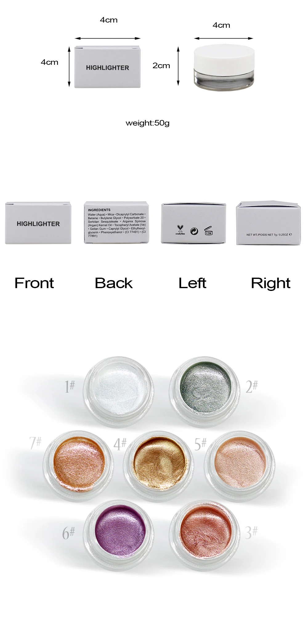 
Face Body Highlighter Jelly Gel Mermaid Eyeshadow Private Label Glow Body Glitter iluminador Gold Liquid Highlighter Jelly 