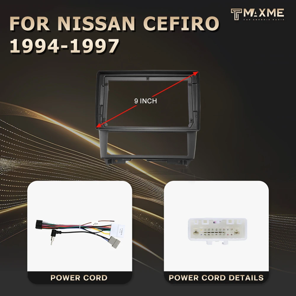 Maisimei Factory Wholesale Car DVD Frame FOR NISSAN CEFIRO Matten Black 1994-1997 With Cable 9 inch LHD RHD