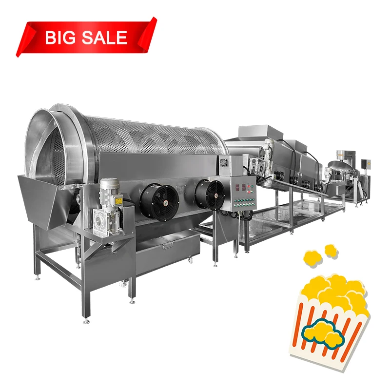 Automatic industrial caramel popcorn making machine big capacity commercial mushroom popcorn production line