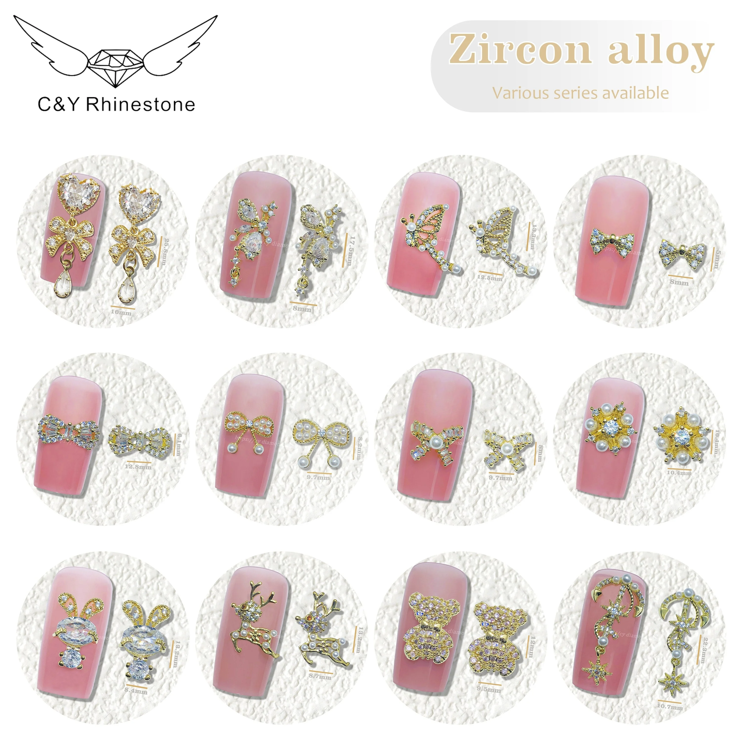 CY Nail Art designer 3d Jewelry Alloy Zircon Fingernail Luxury Accessories Planet Nail Charms