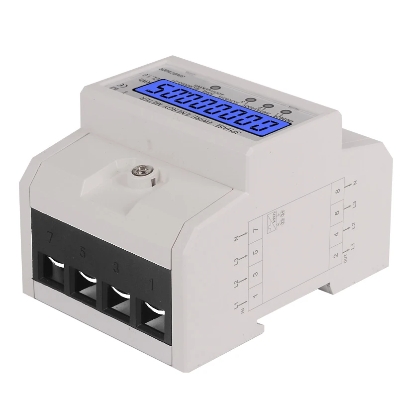 DDS024 Din Rail 3 фазы 4 провода однофазный электронный счетчик энергии ваттметр кВтч 5-80A 380 В переменного тока 50 Гц ЖК-дисплей с