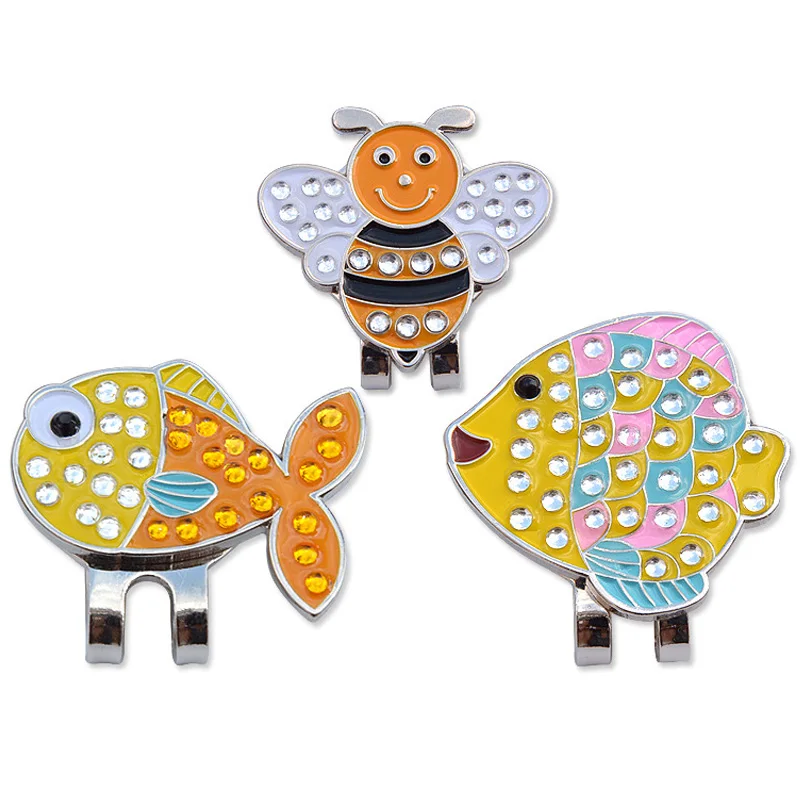 New arrival shining golf hat clip with magnetism golf ball marker with shining material for golf accessories