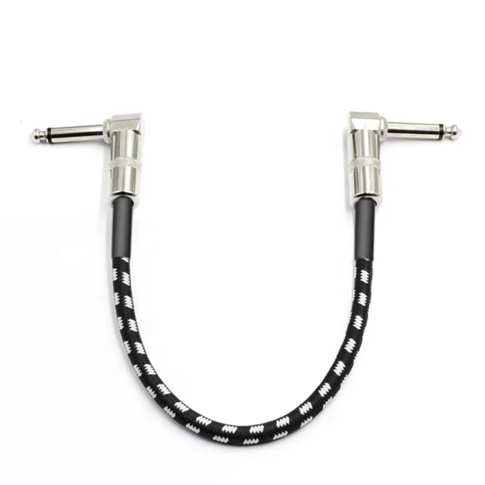 Factory Price Right Angle 6.35mm Jack Male To Male Audio Cable 15cm/30cm  Effect Pedal Patch Cable