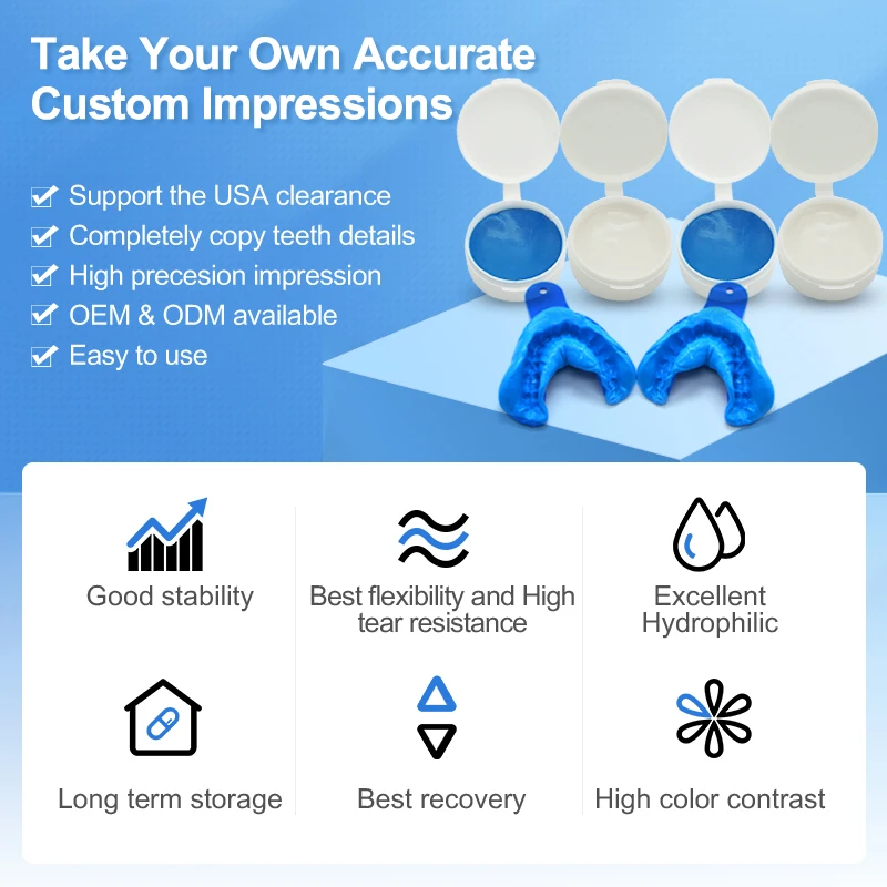 Dental Lab Disposable Veneer Snap On Grillz Mold Silicone Material Putty Trays Base Catalyst Dental Impression Kit Private Label
