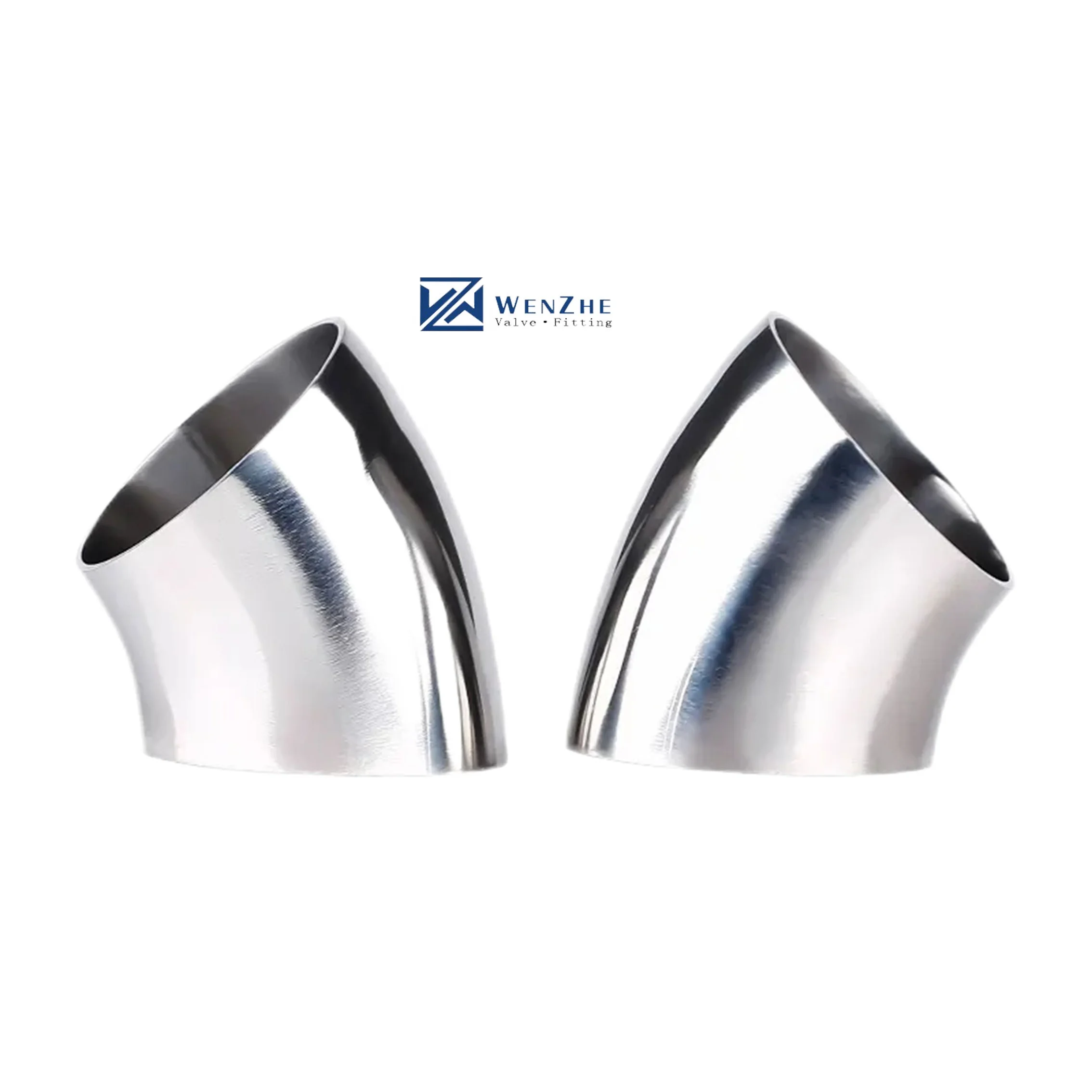 Sanitary SS304 316L seamless stainless steel 304 weld 45 angle elbow  for oil water gas milk