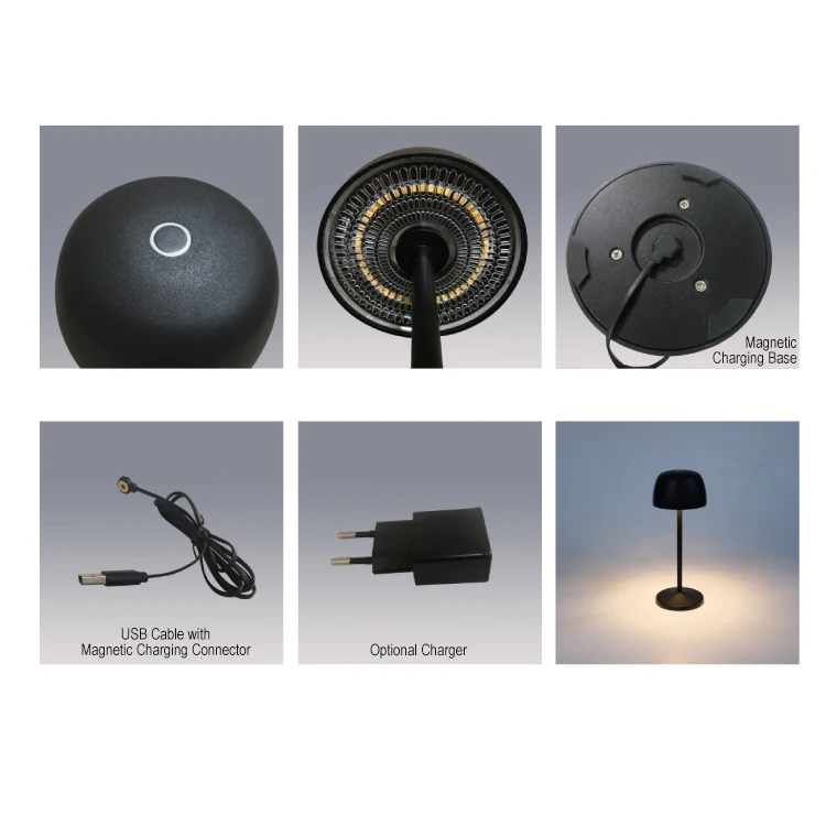 IP65 IK06 Switch Touch Power Supply Cable Included Outdoor Rechargeable LED Table Lights