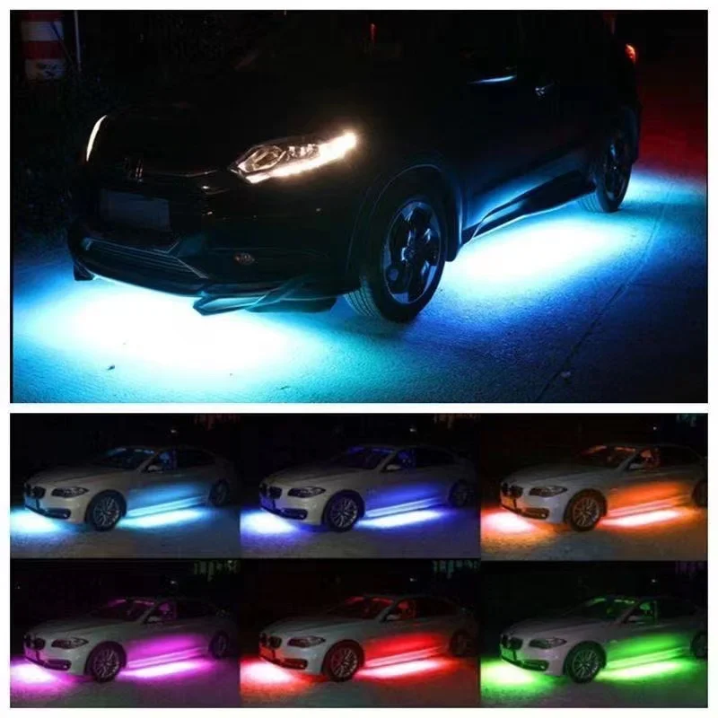 APP Control RGB car 12v LED flexible  Strip atmosphere light Under Car 60 90 120cm Tube Underglow Underbody System neon  lights