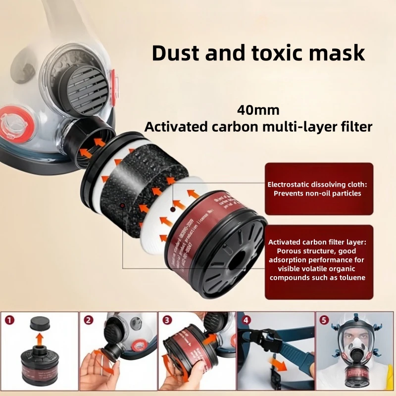 Silicone Full Face  mask Anti Gas Dust Respiratory Protection NBC Mask
