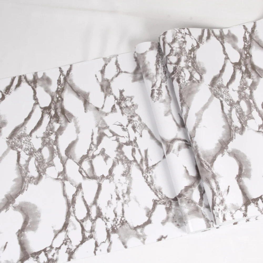 Jinyi Marble Printed Self-adhesive Emboss PVC Vinyl Contact Paper For Wall Furniture Table Decor Film Roll