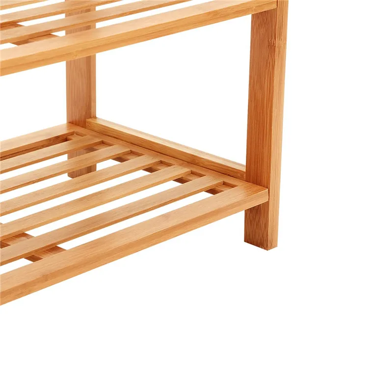 Entryway Over Door Standing 4-Tier Storage Waterproof Bamboo Wooden Shoe Rack Organizer With Umbrella Holder